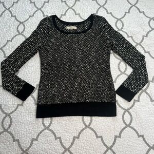 Ann Taylor LOFT Black and White Knit Crew Neck Sweater Women’s size Medium